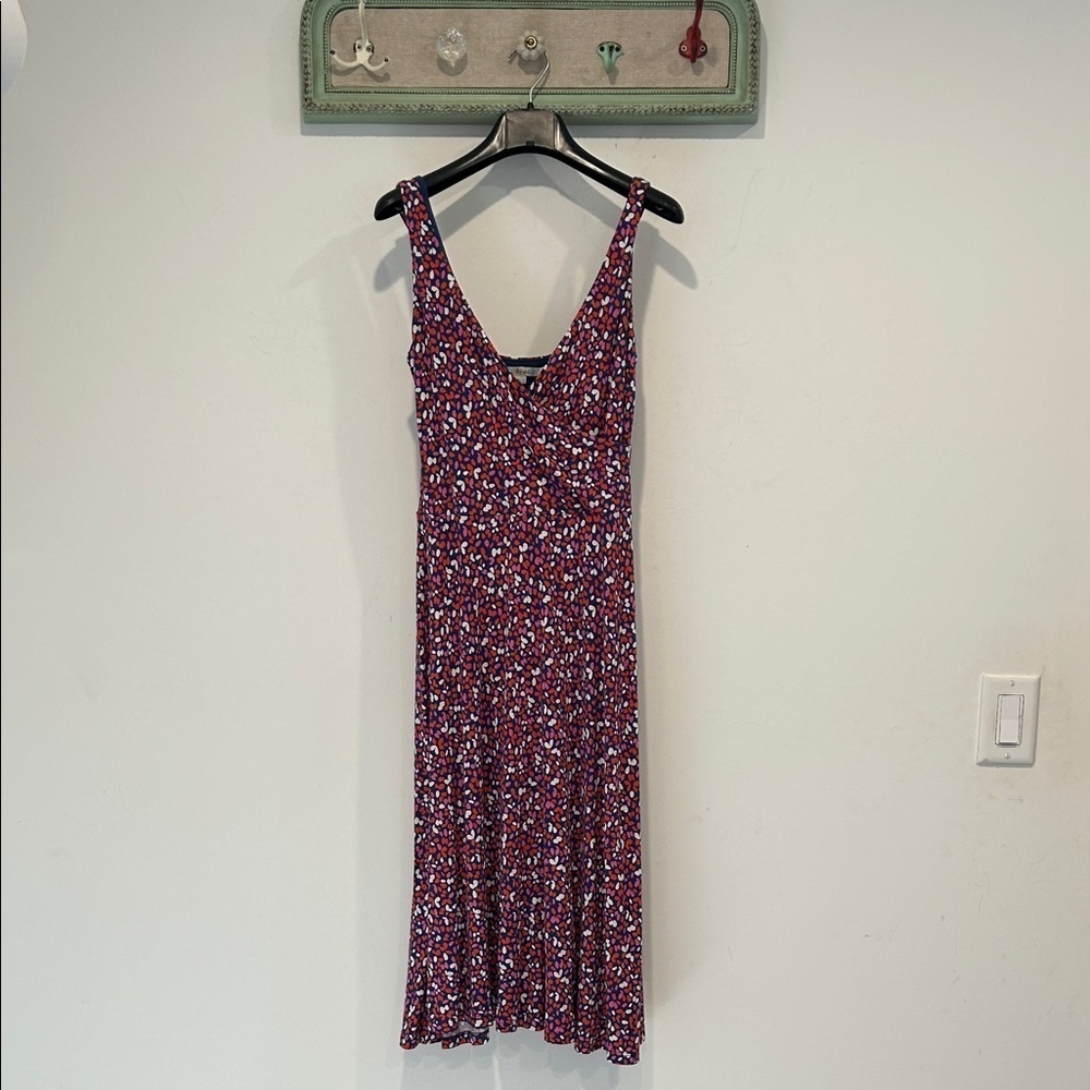 Boden Floral Midi Dress - Red and Blue